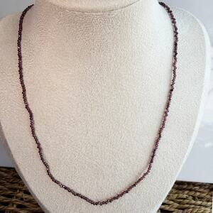 16.75" Garnet & Hematite Beaded Necklace, Gold Tone Stainless Steel Clasp
